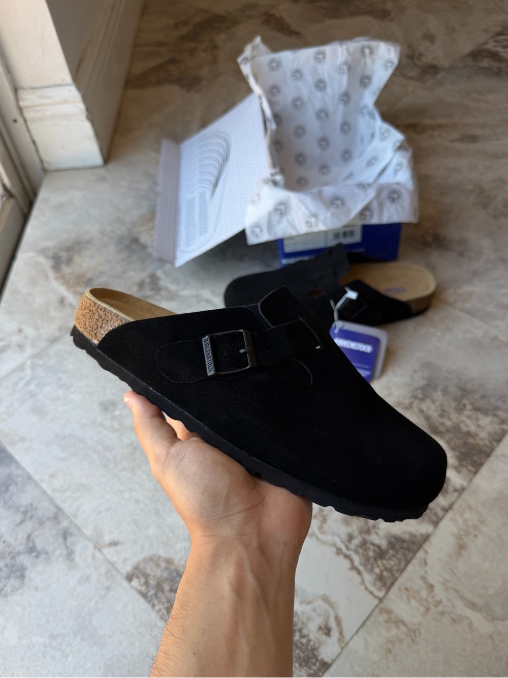 Birkenstock Women’s Black Suede Boston Clog